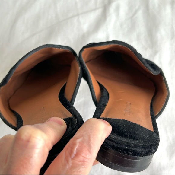 Tony Bianca Pepe Pointed Embroidered Black Velvet Flats Slides - Picture 10 of 13